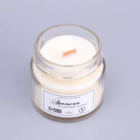 Aromatic candle made of soy wax in a bank, 75 g, orange and black pepper-3