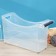 The storage container on the wheels Ricco, 10 l, 46.2 × 16.2 × 27.2 cm, with a pen, transparent