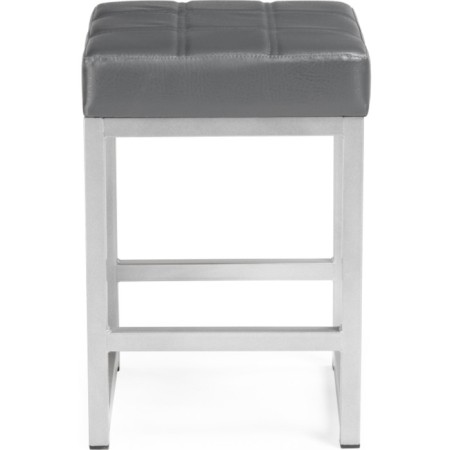 Stool Khurkroks Metal/Eco -leather, gray/gray 37x37x52 cm-3