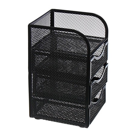 Chancellery trifles stand Calligrata, 4 compartments, mesh, metal, black-1