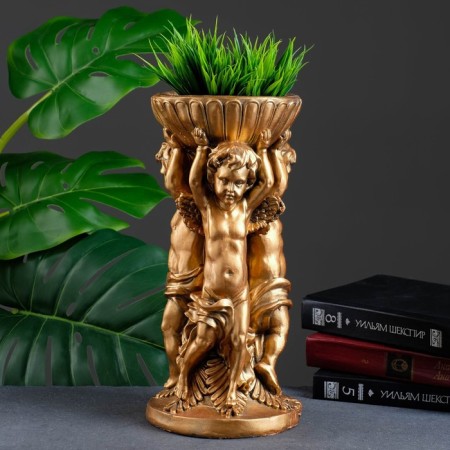 Figure Kashpo "Three Angels", Bronze, 0.3 l/15x15x33cm-1