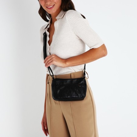 Bag Cross-Bodi with a zipper, black color-5