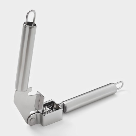 Press for garlic shares "metallic", 19.5 cm, silver color-2