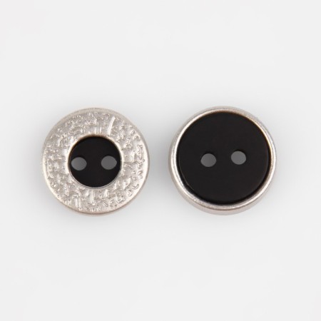 Button, 2 punctures, d = 11 mm, black/silver color-2