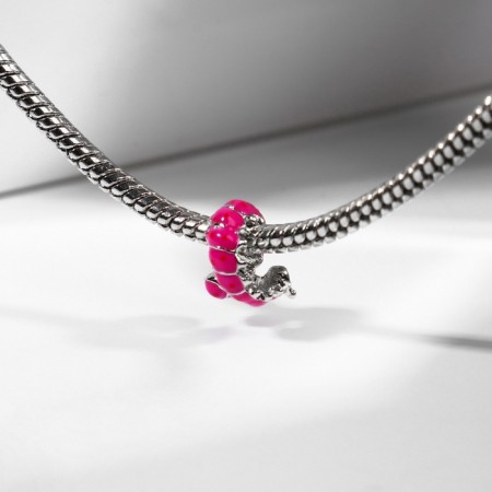 Talisman "Worm", pink color in silver-1