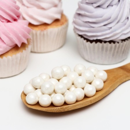 Confectionery sprinkling with a soft center "Pearls", Snow White, 12-13 mm, 50 g-1