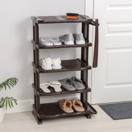 Shelf for shoes with a spoon, 5 tiers, 50 × 32.5 × 91 cm, brown color