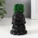 Concrete Kashpo "Buddha" 5.5x6.5x7cm black matte with moss (moss green stabilized)