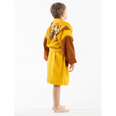 Terry robe for a boy, height 110-116 cm, yellow color-2