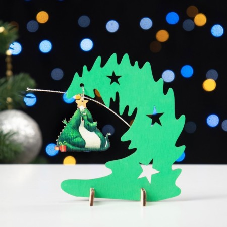 Souvenir "The Christmas tree with the dragon" curved, 13x11 cm, green