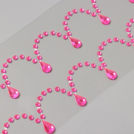 Sticker of rhinestones plastic "suspensions" raspberry 35x8 cm-2
