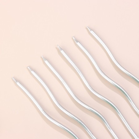 Candles for Cake "Serpentine" 6 pcs, cocktail, silver-2
