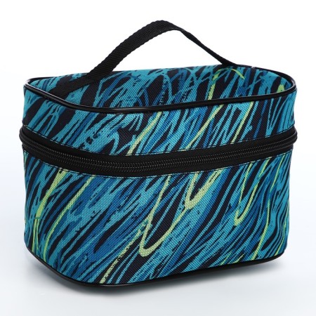 Cosmetic bag with lightning, blue/black color