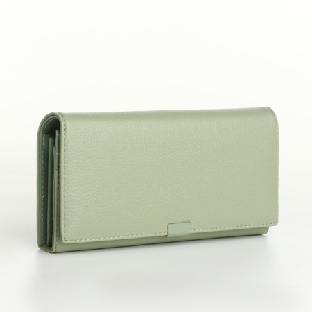 Women's wallet on magnets, green color