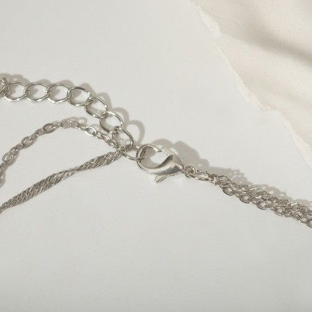 The pendant "Snake" Angel, white color in silver, l = 45 cm-1