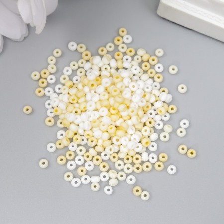 Glass 8/0 "Marshmallow. Matte. Melange. Yellow" 10 g