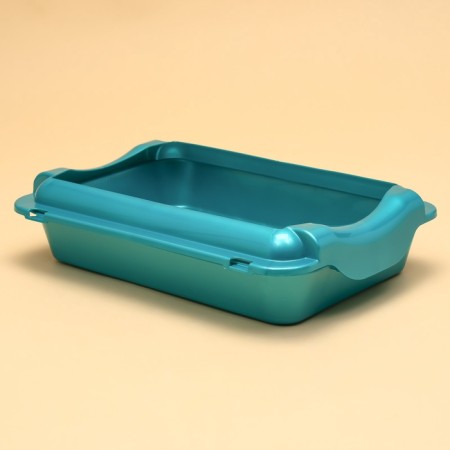 A medium toilet with an side and a mesh of 36 x 26 x 9 cm, tray+grid+side turquoise