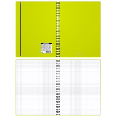 A4 notebook, 80 sheets in a cage on the crest Erichkrause Neon, plastic tellabox, offset block, whiteness 100%, mix-5