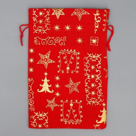 Bag gift canvas "Happy New Year", embossing, 16 x 24 cm +/- 1.5 cm, New Year-4
