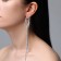 Hanging earrings with Hollywood rhinestones drops with threads, white color in silver, 15.5 cm