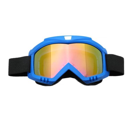 Glass-mask for motorcycle driving, gold chrome glass, blue color, OM-11