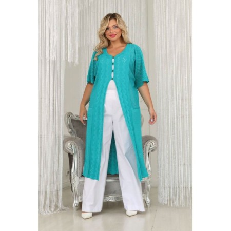 Cardigan female, size 52, green color-3