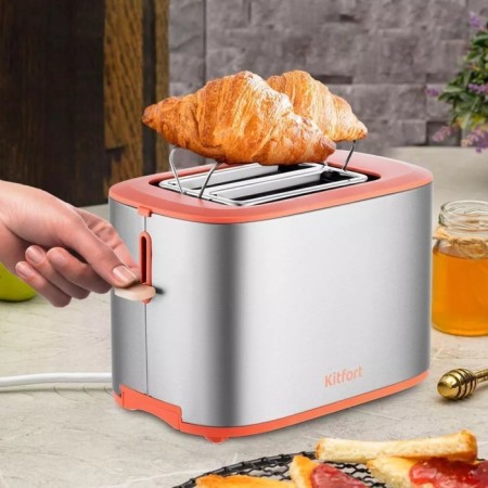 Toster KitFort KT-6216, 980 W, 7 fry modes, 2 toasts, metallic/orange-1