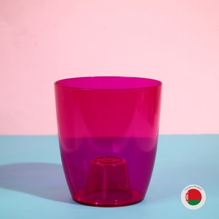 Pot for orchids, 2 l, 14.8 × 16.2 cm, round, plastic, transparent raspberry-4