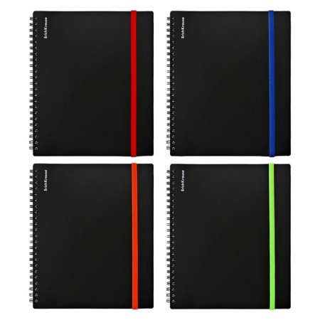 Notebook A5, 80 sheets in a cage on the crest Erichkrause "Accent", plastic toll cover, offset unit, whiteness 100%, mix-5