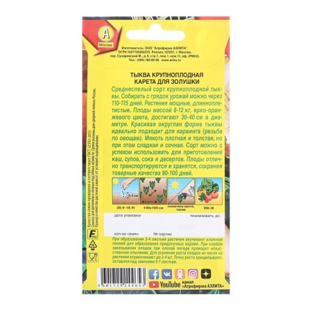 Pumpkin seeds large -fruited carriage for Cinderella c/n 2g-1