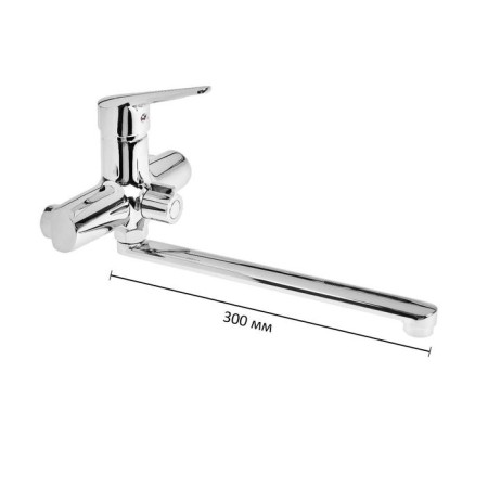 Accoona A7109 bath mixer, single -leaf, pouring 300 mm, with a shower set, chrome-1