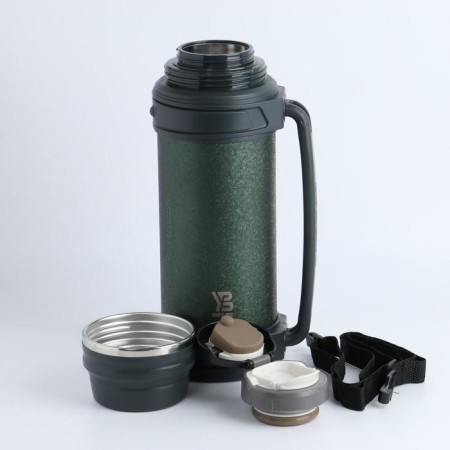 Thermos, 2 l, path "Devis", with a mug, with a strap, retains heat 20 hours, 13.5 x 34 cm, green 71092-1