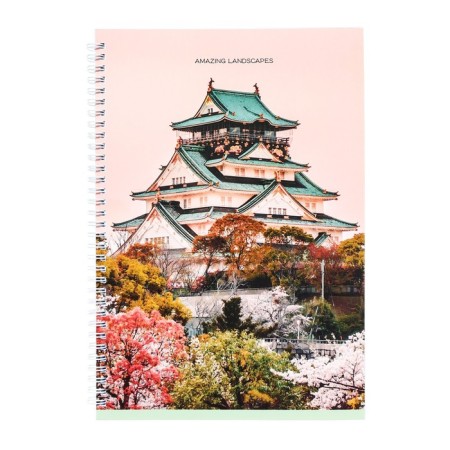 A4 notebook, 120 sheets in the cage on the crest "amazing landscape", cover coated cardboard, glossy lamination, mix-5