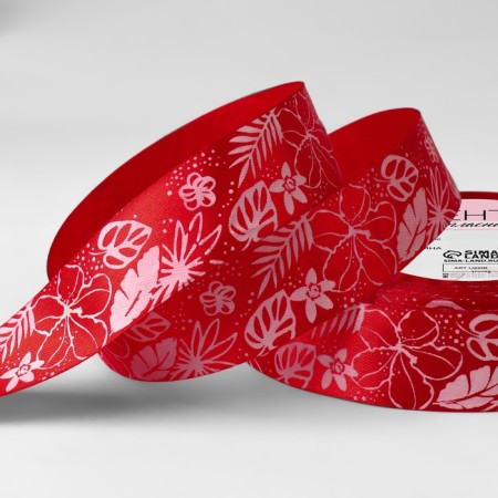 Satin tape "Tropics", 25 mm × 23 ± 1 m, red color No. 026