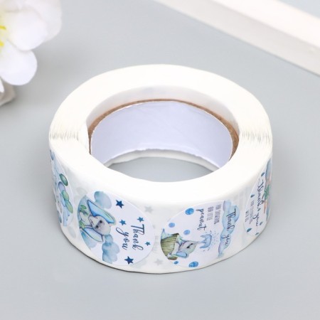Stick Paper "Cute elephant" d = 2.5 cm 500 pcs in a roll 3x6.5x6.5 cm-3