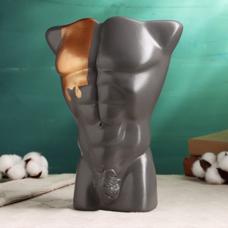 Kashpo - Vase "Men" gray with bronze, 28 cm-1