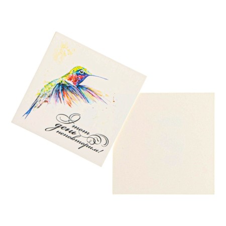 Mini-postcard "This day is unique!" Hummingbird, 7 x 7 cm-1