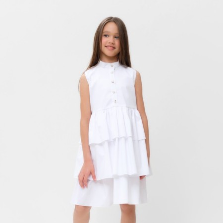 Платье для девочки MINAKU: Cotton collection цвет белый, р-р 128