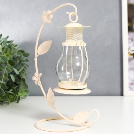 Climber Metal 1 Candle "Lampad", white 14x10x22 cm-3