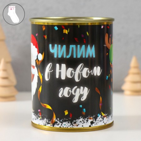 A gift for socks in a bank with a print "Chilim in the New Year" (women's)