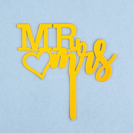 Topper "Mr & Mrs" with heart, gold, give beautifully-2