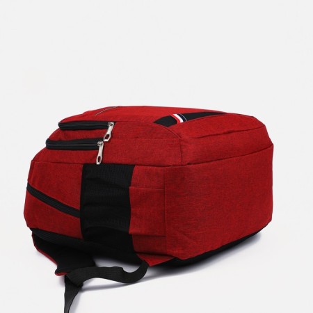 A backpack with a zipper, 2 external pockets, burgundy color-4