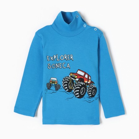 Turtleneck for boys, dark turquoise color, height 98 cm