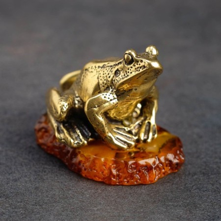 Souvenir "Frog", 5x4 cm, brass, amber