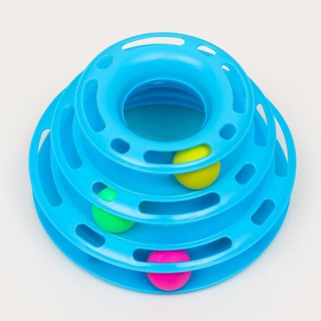 Game complex "Piggon" for cats with 3 balls, 24.5 x 24.5 x 13 cm, blue-2