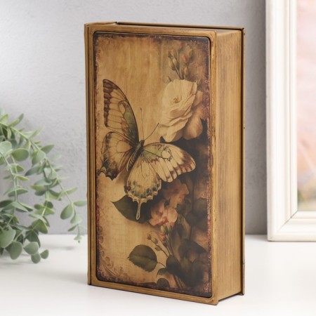 Broke-book metal, leatherette "Butterfly on the bouquet" 26x16x5 cm-1