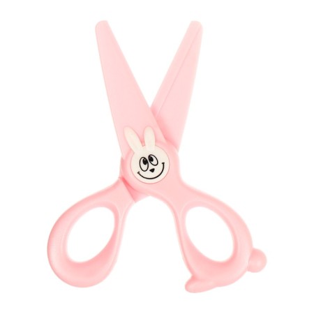 Scissors 11.8 cm plastic handles, rounded ends of the blades, bunny pink calligrata-3