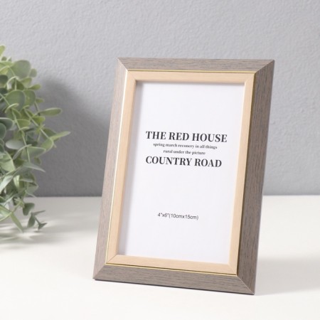Photo frame plastic 10x15 cm "Belo-gray" with a gold stripe 1.5x13.2x18 cm-1