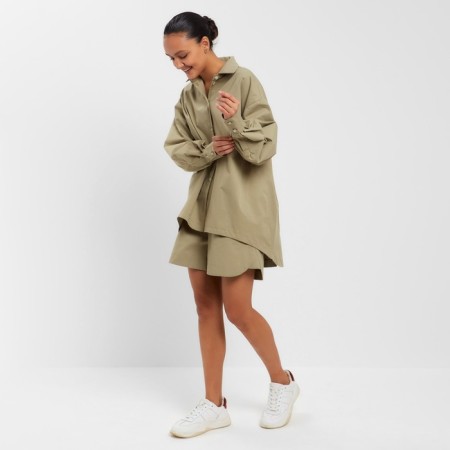 Women's suit (shirt, shorts) minku: overSize color green, size 42-3