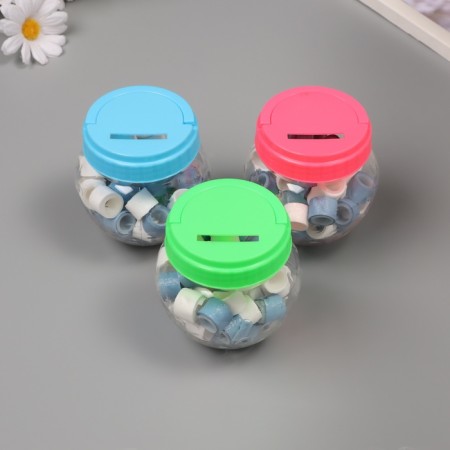 Glue tape plastic in the jar "White and gray-blue" NR 40 pcs 1.2 cm, dl. 0.9 m 7x7x9 cm-1